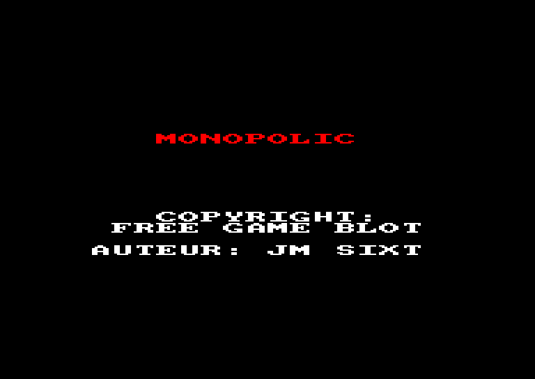 screenshot du jeu Amstrad CPC Monopolic