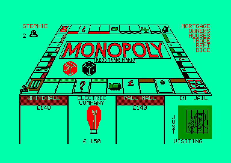 screenshot of the Amstrad CPC game Monopoly by GameBase CPC