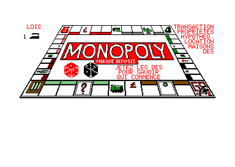 screenshot of the Amstrad CPC game Monopoly by GameBase CPC