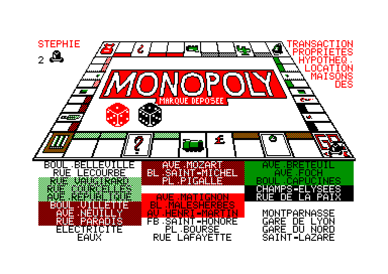 screenshot of the Amstrad CPC game Monopoly by GameBase CPC