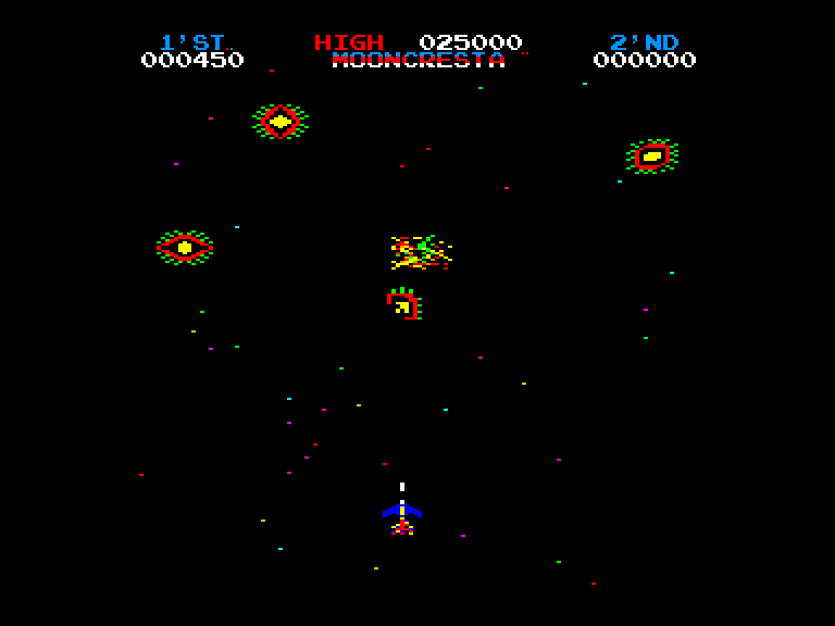 screenshot of the Amstrad CPC game Moon Cresta by GameBase CPC