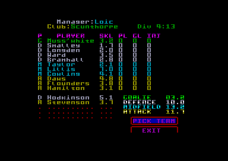 screenshot of the Amstrad CPC game Multi-player soccer manager by GameBase CPC