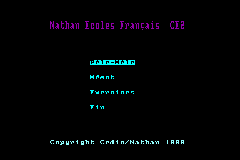 screenshot of the Amstrad CPC game Nathan Ecoles Francais CE2 by GameBase CPC