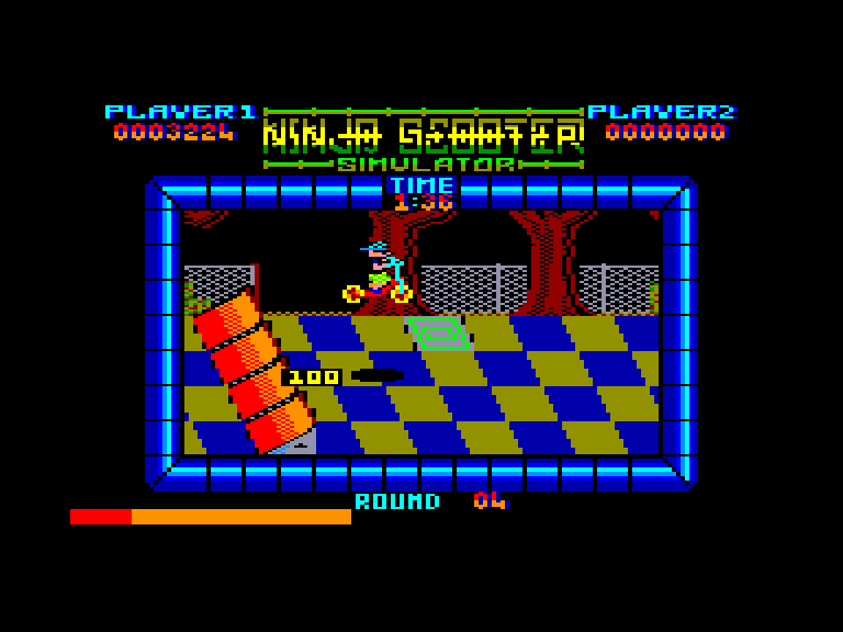 screenshot of the Amstrad CPC game Ninja Scooter Simulator by GameBase CPC