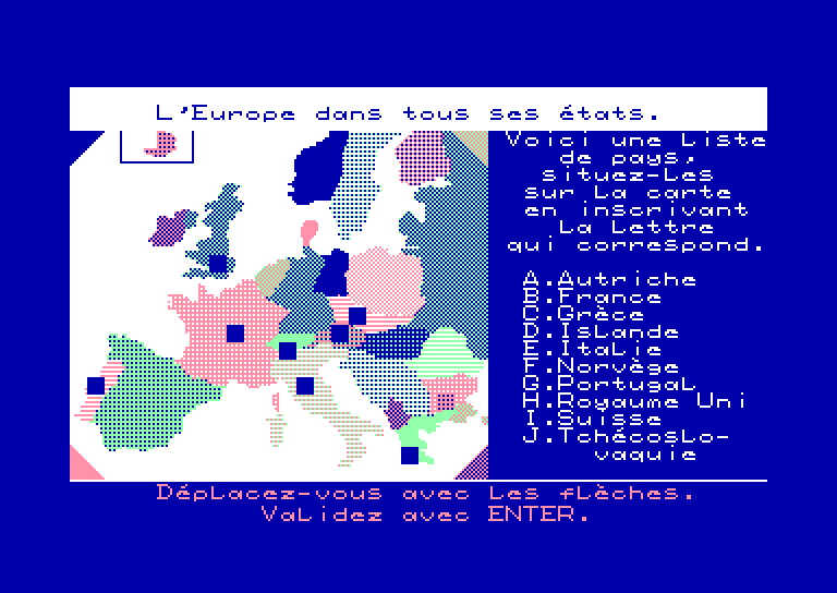 screenshot of the Amstrad CPC game Objectif Europe by GameBase CPC
