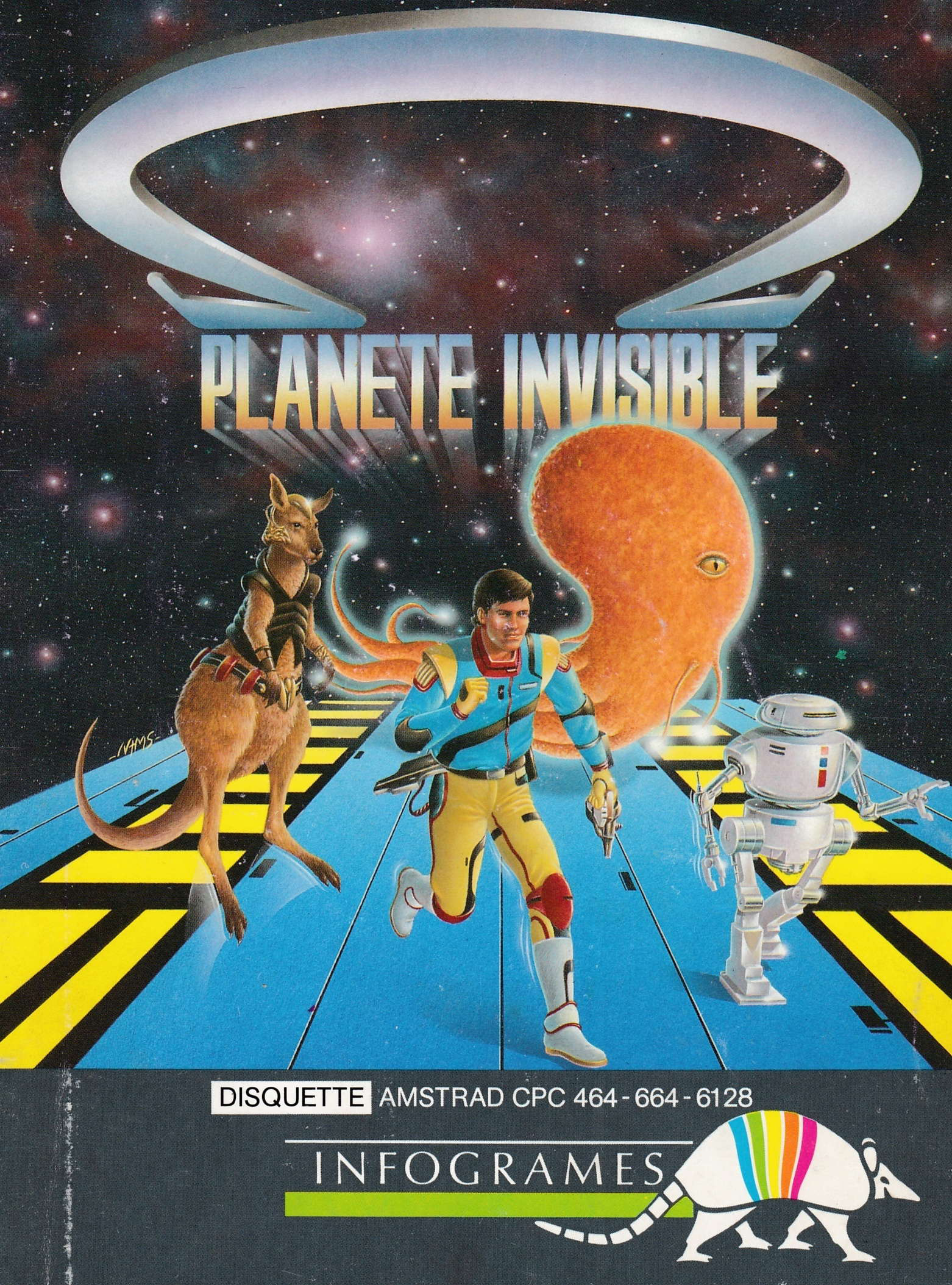 screenshot of the Amstrad CPC game Omega planete invisible by GameBase CPC