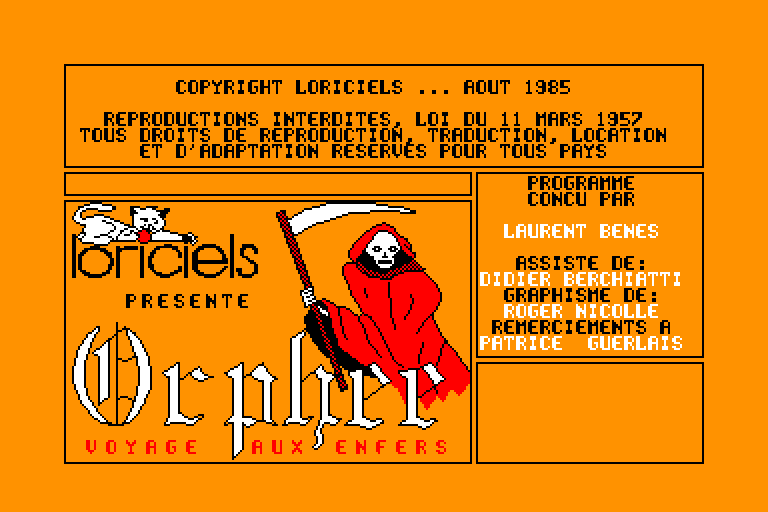 screenshot of the Amstrad CPC game Orphée by GameBase CPC