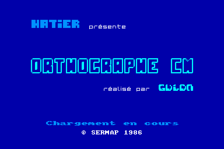 screenshot of the Amstrad CPC game Orthographe CM by GameBase CPC