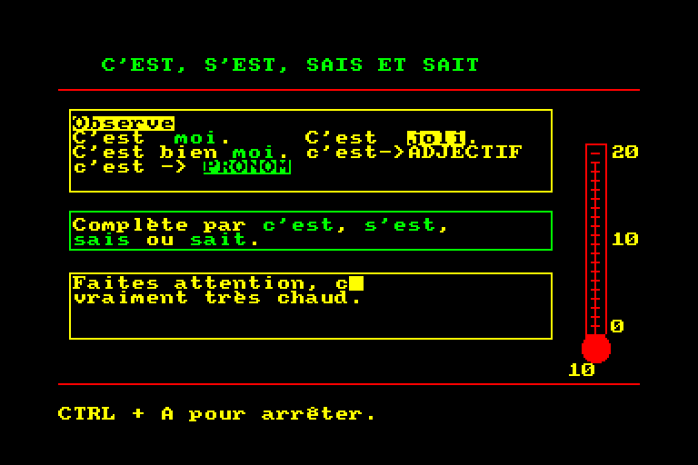 screenshot of the Amstrad CPC game Orthographe CM by GameBase CPC