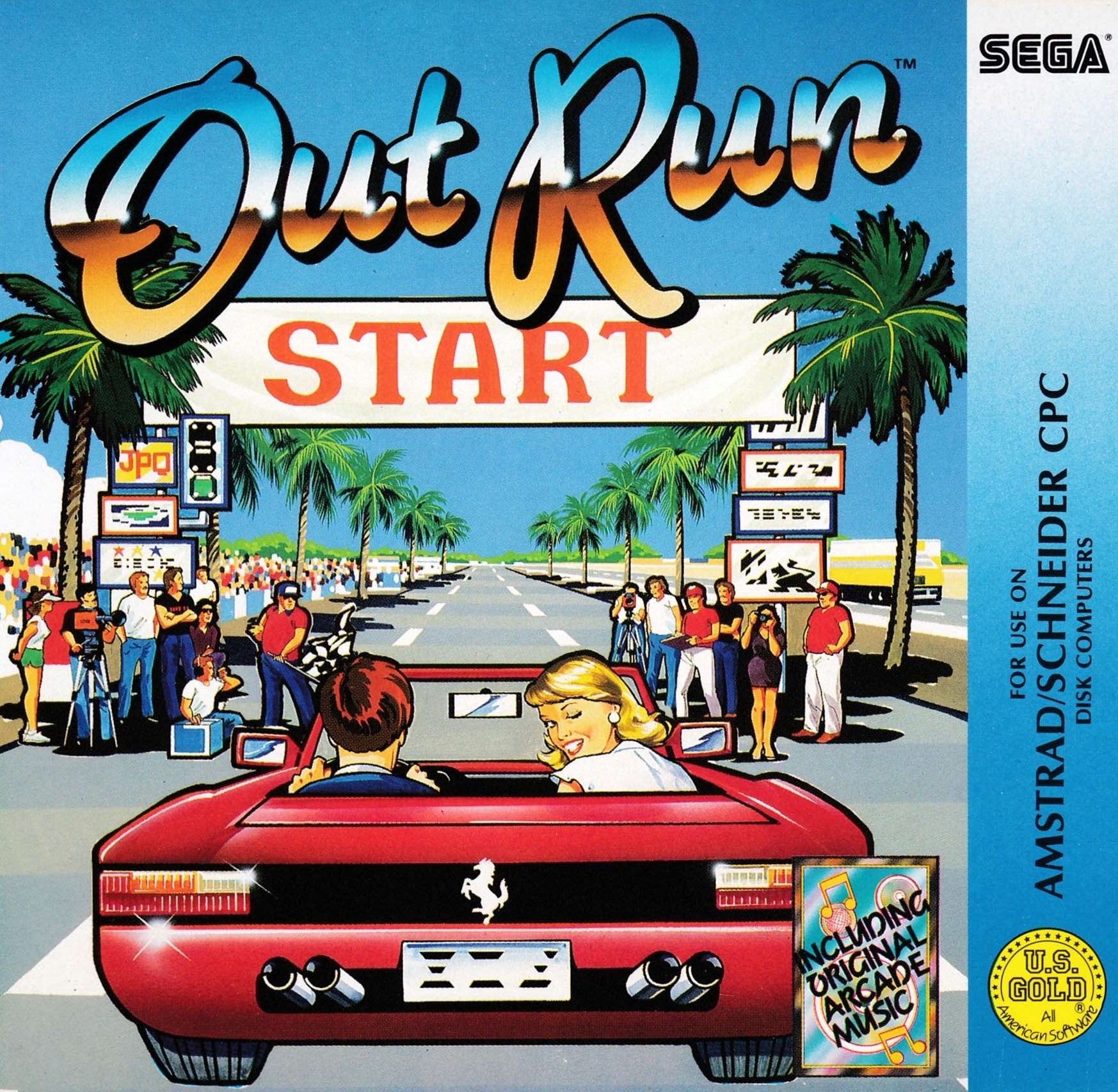 screenshot of the Amstrad CPC game Out Run by GameBase CPC