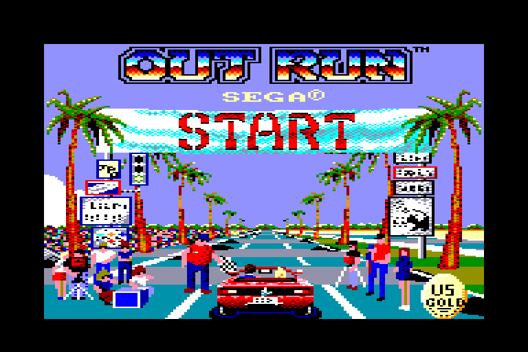 screenshot of the Amstrad CPC game Out Run by GameBase CPC