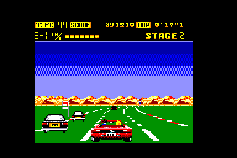 screenshot of the Amstrad CPC game Out Run by GameBase CPC