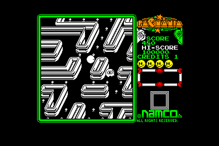 screenshot of the Amstrad CPC game Pac-Mania by GameBase CPC