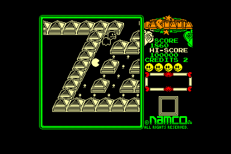 screenshot of the Amstrad CPC game Pac-Mania by GameBase CPC