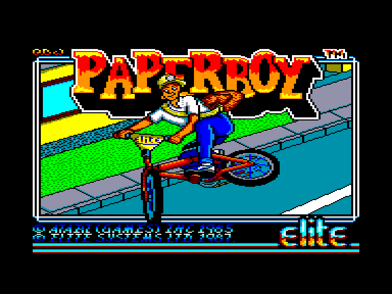 screenshot of the Amstrad CPC game Paperboy by GameBase CPC