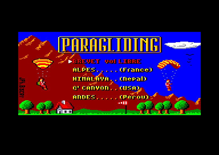screenshot of the Amstrad CPC game Paragliding Simulation by GameBase CPC