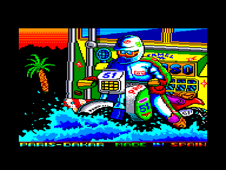 screenshot of the Amstrad CPC game Paris-Dakar by GameBase CPC