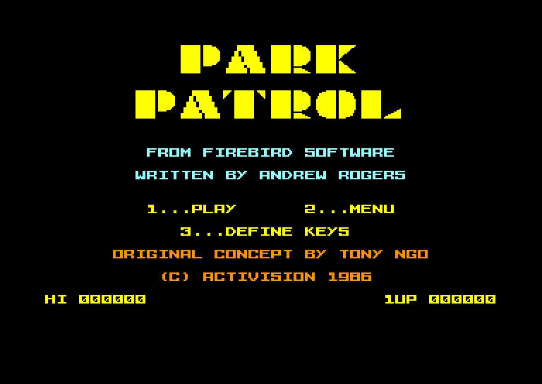 screenshot of the Amstrad CPC game Park patrol by GameBase CPC
