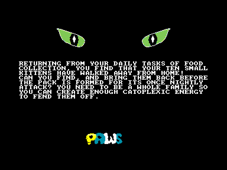 screenshot of the Amstrad CPC game Paws by GameBase CPC