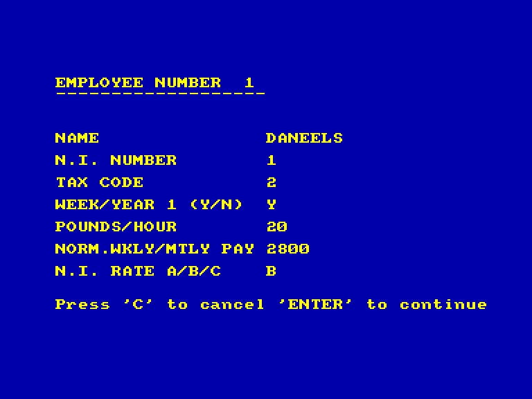 screenshot of the Amstrad CPC game Payroll by GameBase CPC