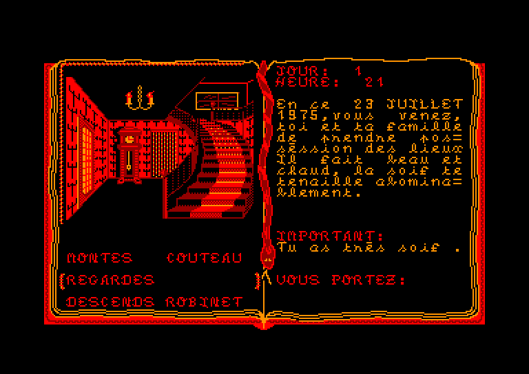 screenshot of the Amstrad CPC game Peur sur amityville by GameBase CPC