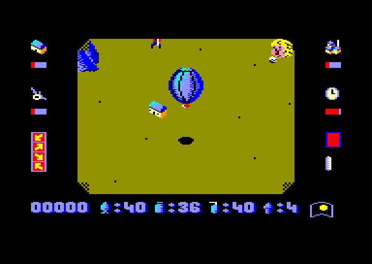 screenshot of the Amstrad CPC game Phileas Fogg's Balloon Battles by GameBase CPC