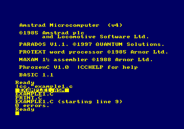 PhrozenC, C compilator for Amstrad CPC and PC screenshot