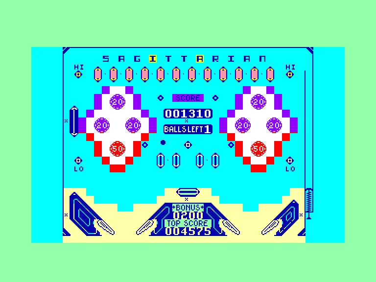 screenshot of the Amstrad CPC game Pinball wizard by GameBase CPC