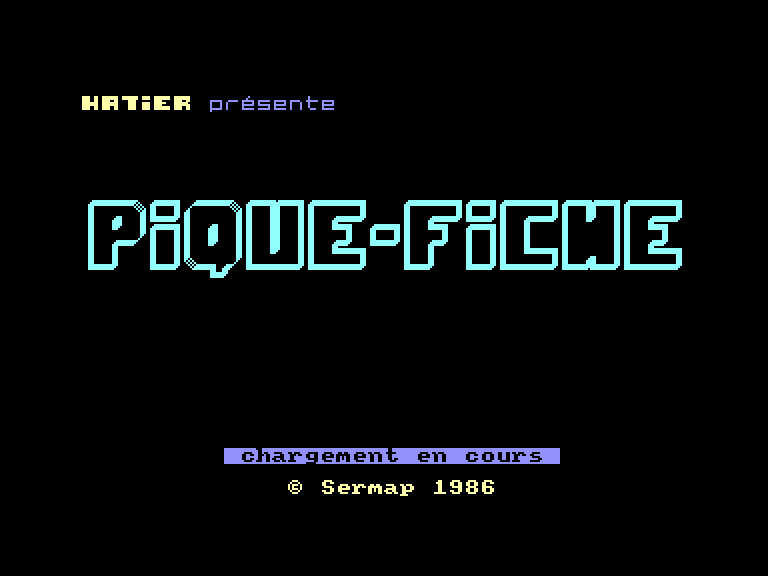 screenshot of the Amstrad CPC game Pique-Fiche by GameBase CPC