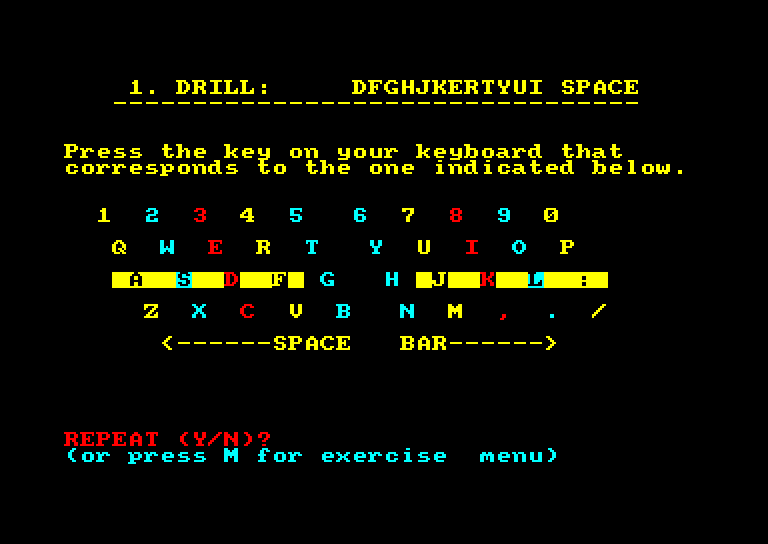 screenshot of the Amstrad CPC game Pitman Typing Tutor by GameBase CPC