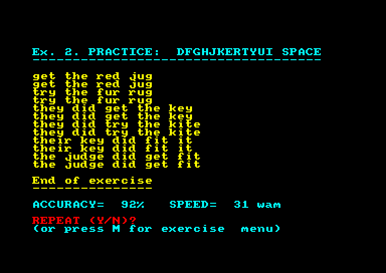 screenshot of the Amstrad CPC game Pitman Typing Tutor by GameBase CPC