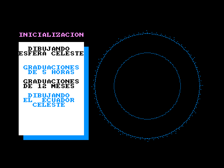 screenshot of the Amstrad CPC game Planetario - El Cielo by GameBase CPC