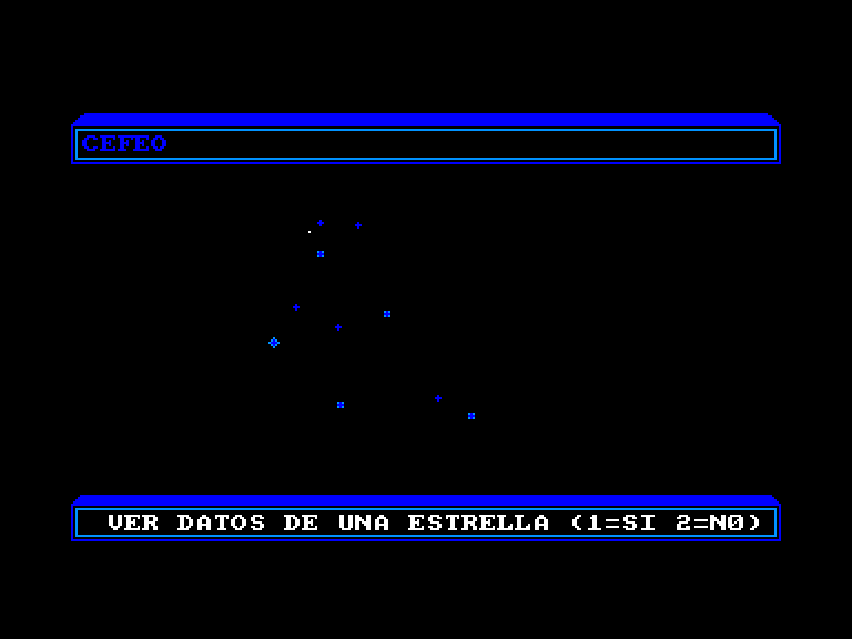 screenshot of the Amstrad CPC game Planetario - El Cielo by GameBase CPC