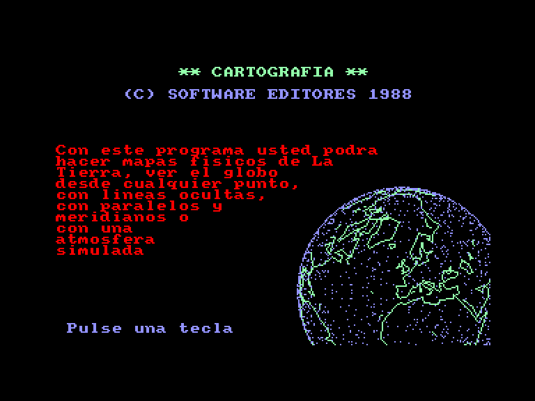 screenshot of the Amstrad CPC game Planetario - La Tierra by GameBase CPC