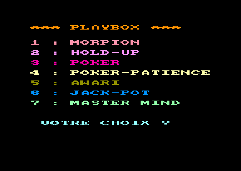 screenshot of the Amstrad CPC game Playbox by GameBase CPC