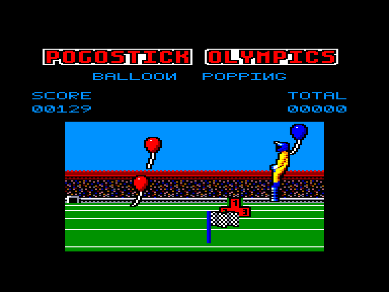 screenshot of the Amstrad CPC game Pogostick Olympics by GameBase CPC