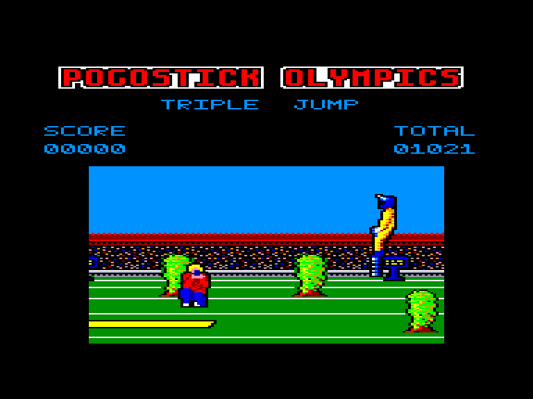 screenshot of the Amstrad CPC game Pogostick Olympics by GameBase CPC