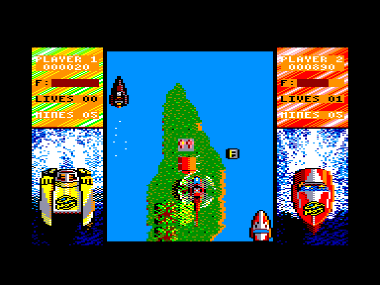 screenshot of the Amstrad CPC game Power Boat Simulator by GameBase CPC