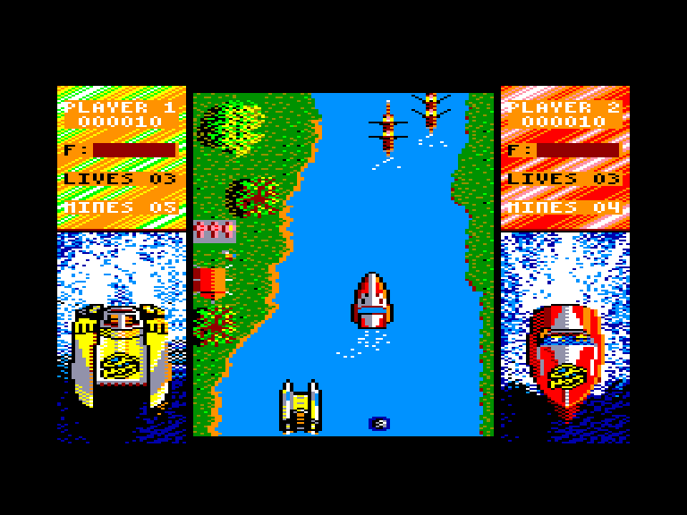 screenshot of the Amstrad CPC game Power Boat Simulator by GameBase CPC