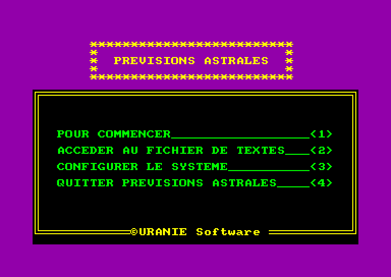 screenshot of the Amstrad CPC game Previsions Astrales by GameBase CPC