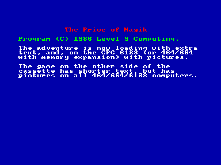 screenshot of the Amstrad CPC game Price of Magik (the) by GameBase CPC