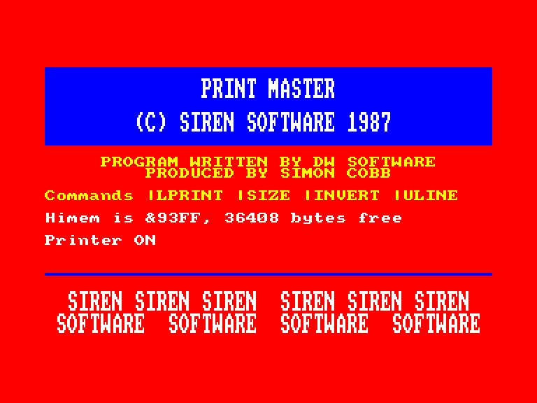 screenshot of the Amstrad CPC game Print Master by GameBase CPC