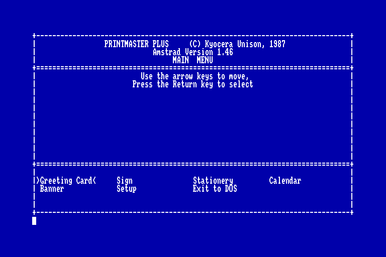 screenshot of the Amstrad CPC game PrintMaster Plus by GameBase CPC