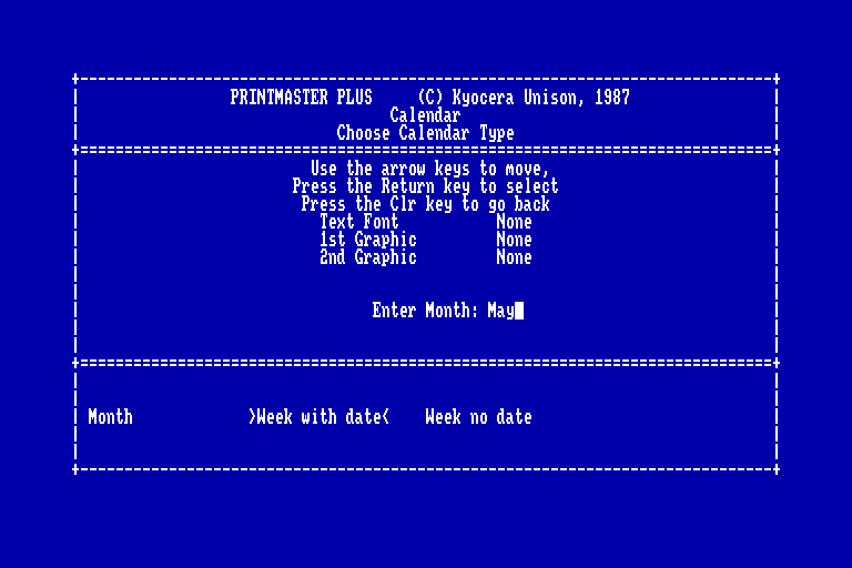 screenshot of the Amstrad CPC game PrintMaster Plus by GameBase CPC
