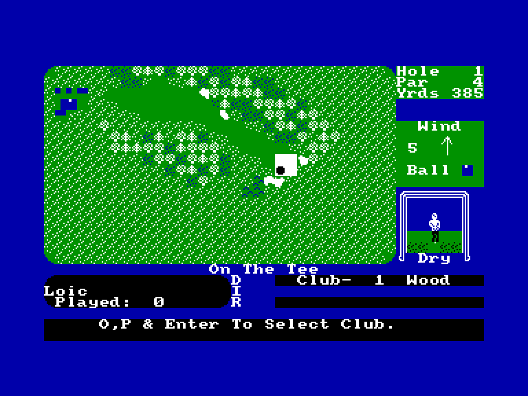 screenshot of the Amstrad CPC game Pro golf simulator by GameBase CPC