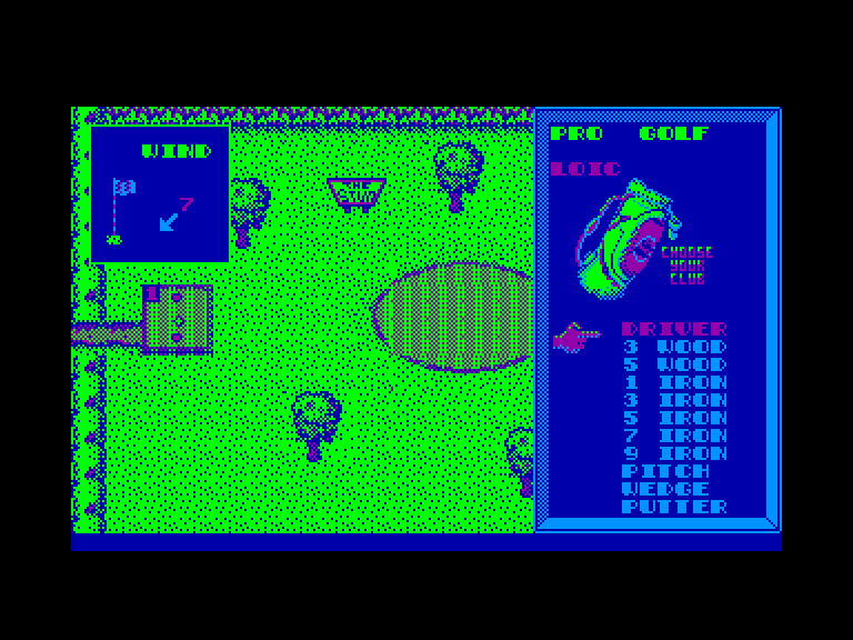 screenshot of the Amstrad CPC game Pro golf simulator by GameBase CPC