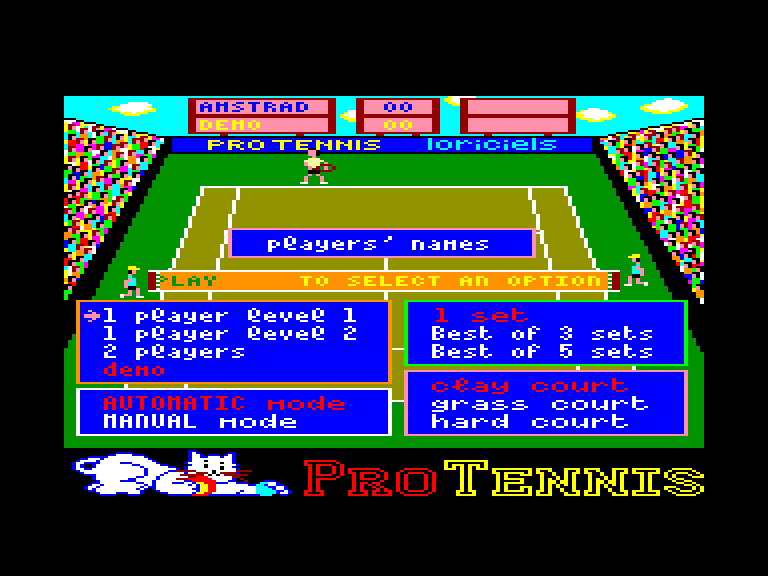 screenshot of the Amstrad CPC game Pro tennis by GameBase CPC