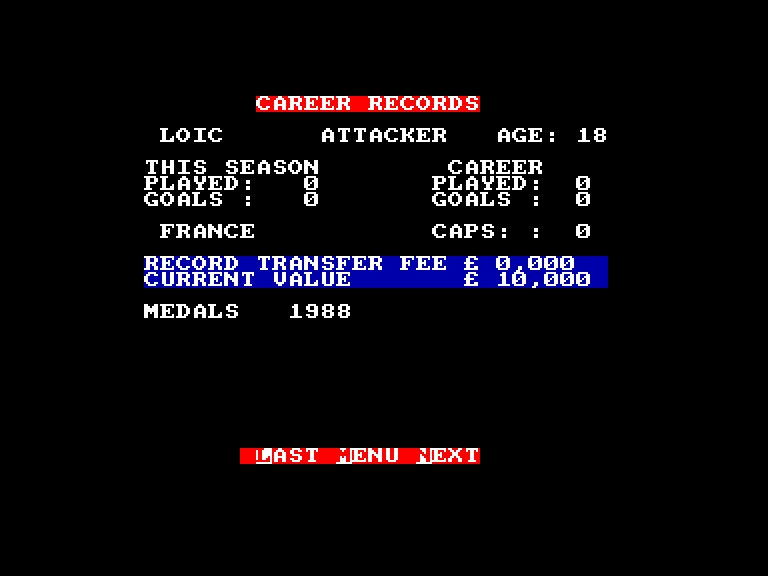 screenshot of the Amstrad CPC game Professional footballer by GameBase CPC