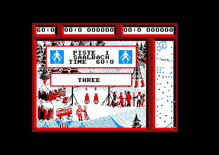 screenshot of the Amstrad CPC game Professional Ski Simulator by GameBase CPC