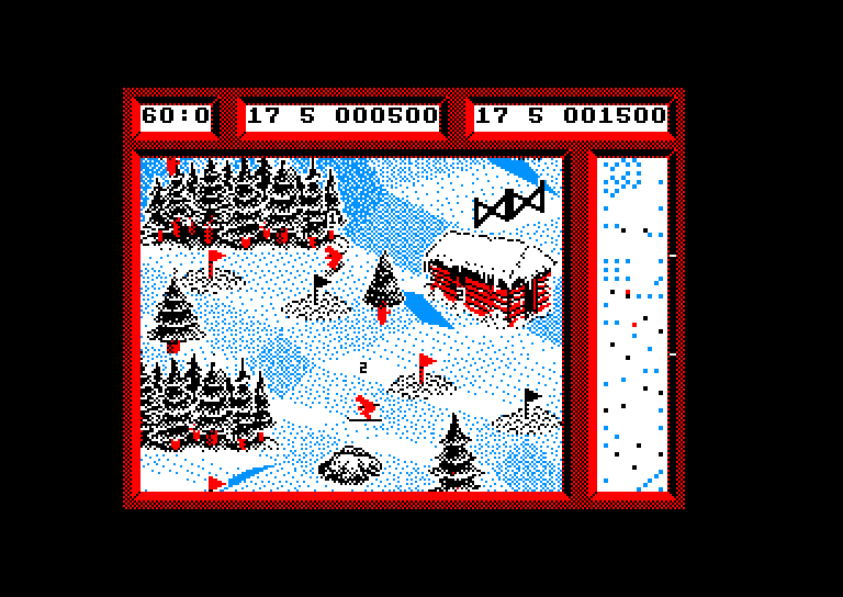 screenshot of the Amstrad CPC game Professional Ski Simulator by GameBase CPC